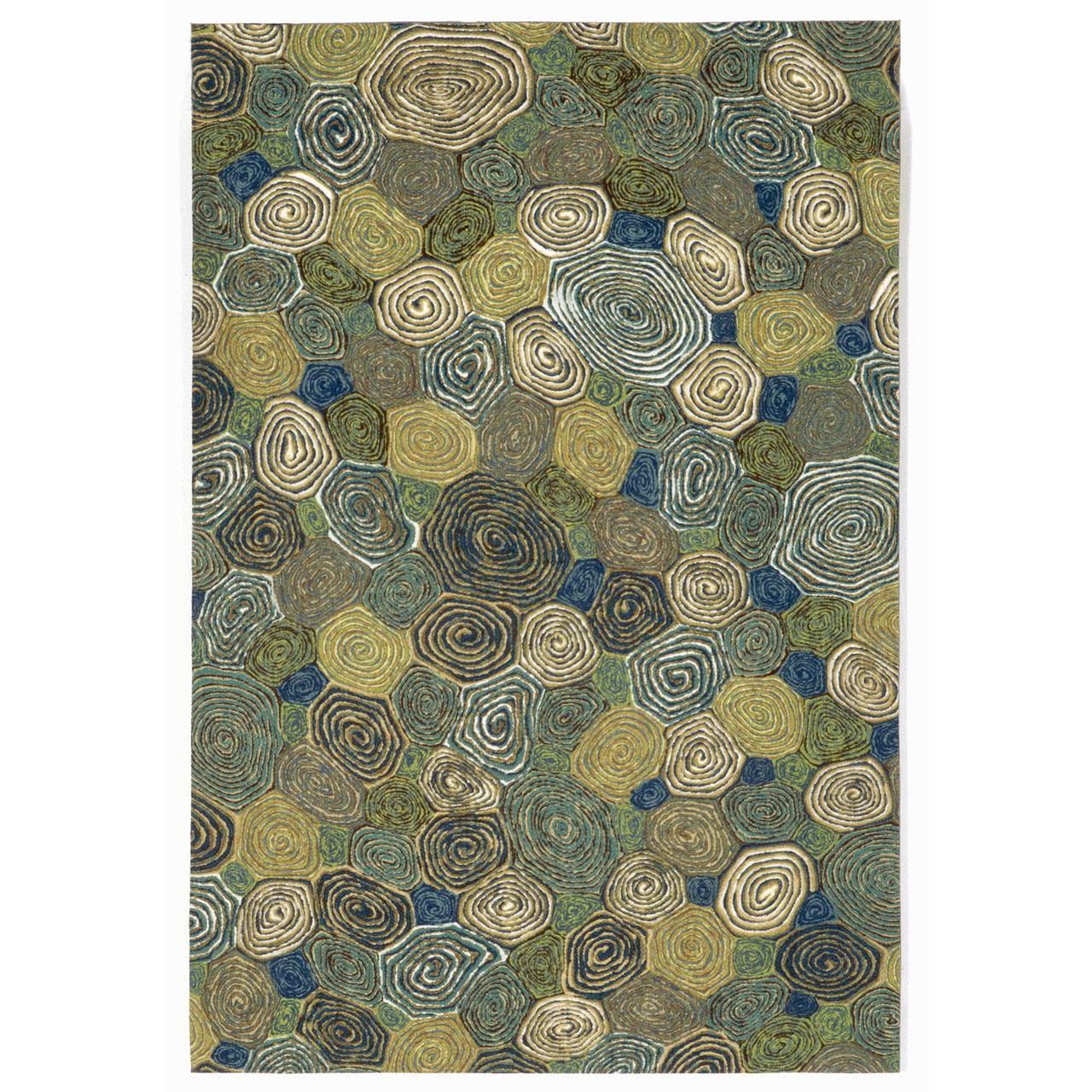  Visions III Giant Swirls Indoor/Outdoor Rug - Marina - 6 Sizes 