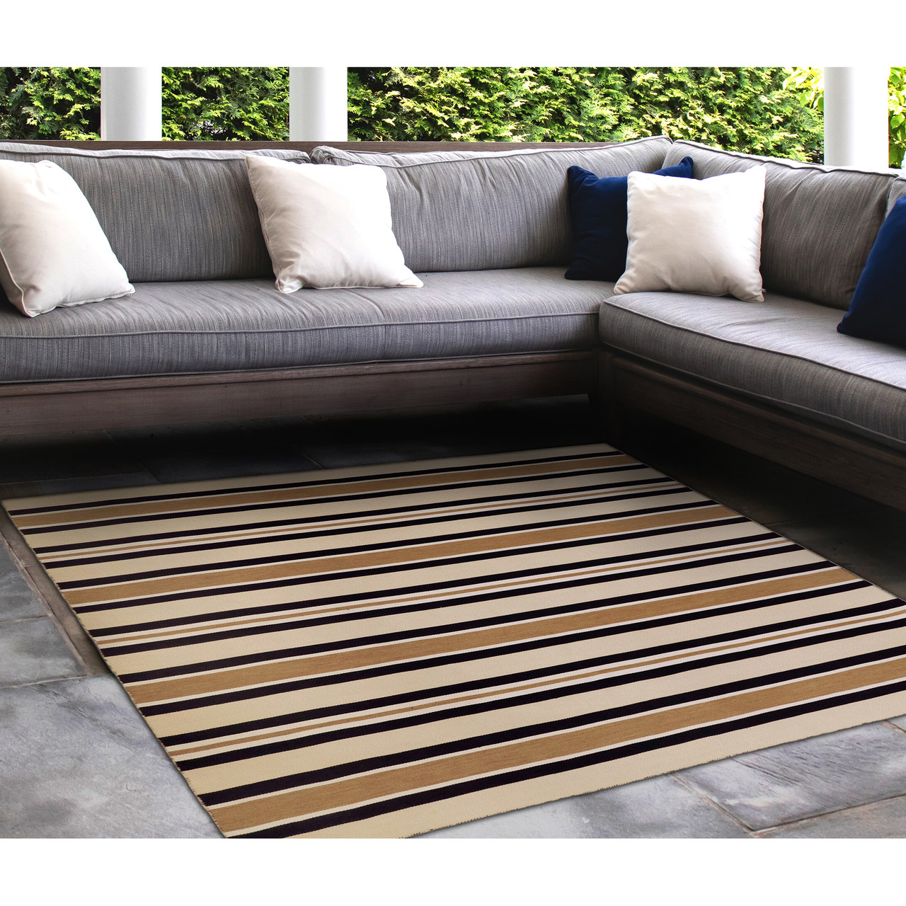  Sorrento Cabana Stripes Indoor/Outdoor Rug - Sisal - 7 Sizes