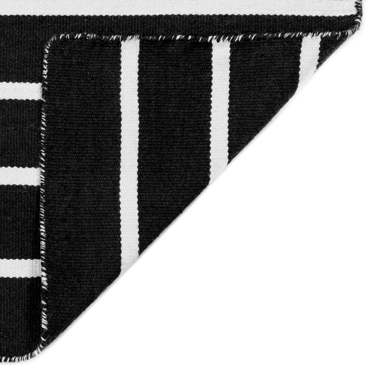 Sorrento Pinstripe Indoor/Outdoor Rug Black 7 Sizes