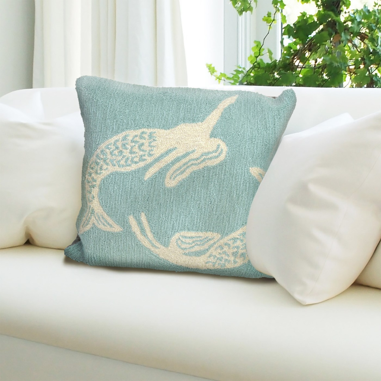 Frontporch Aqua Mermaids Indoor/Outdoor Throw Pillow - 18" Square