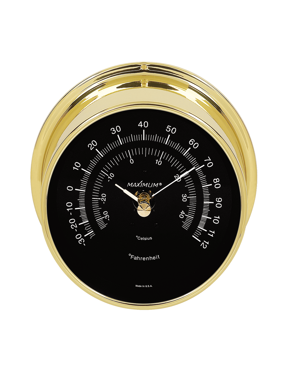 Criterion Air Temperature Reading Instrument - Polished Brass Case - Black Face