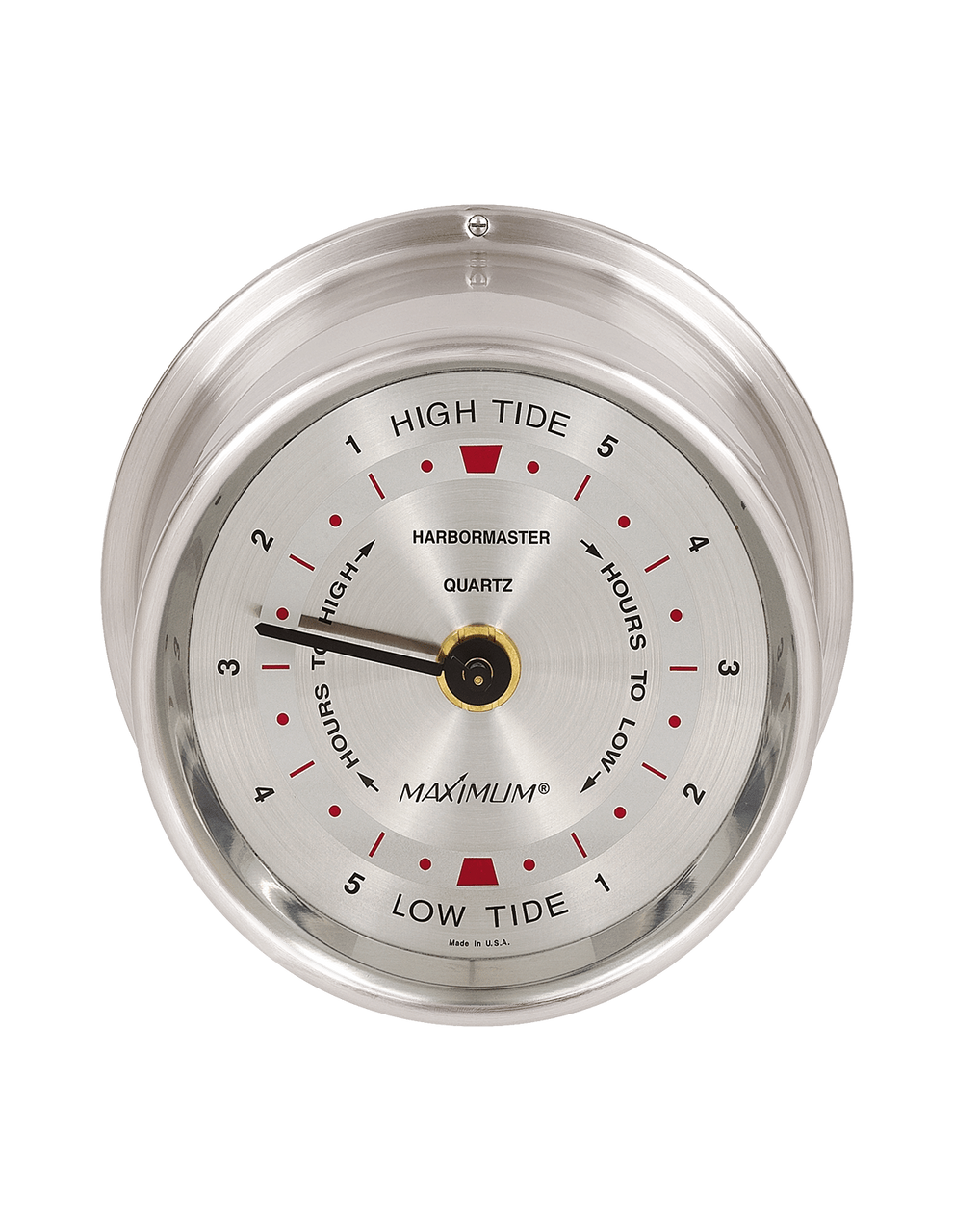 Harbormaster Time and Tide Clock Instrument - Satin Nickel Case - Silver Face