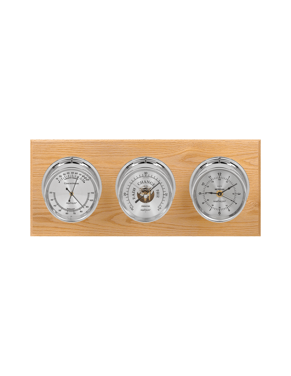 Executive Thermometer, Humidity Reader, Barometer, and Clock Weather  Station - 3 Instruments - Satin Nickel Cases