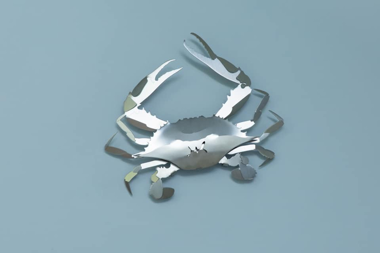 Blue Crab Stainless Steel Wall Decor - Large - 24" 