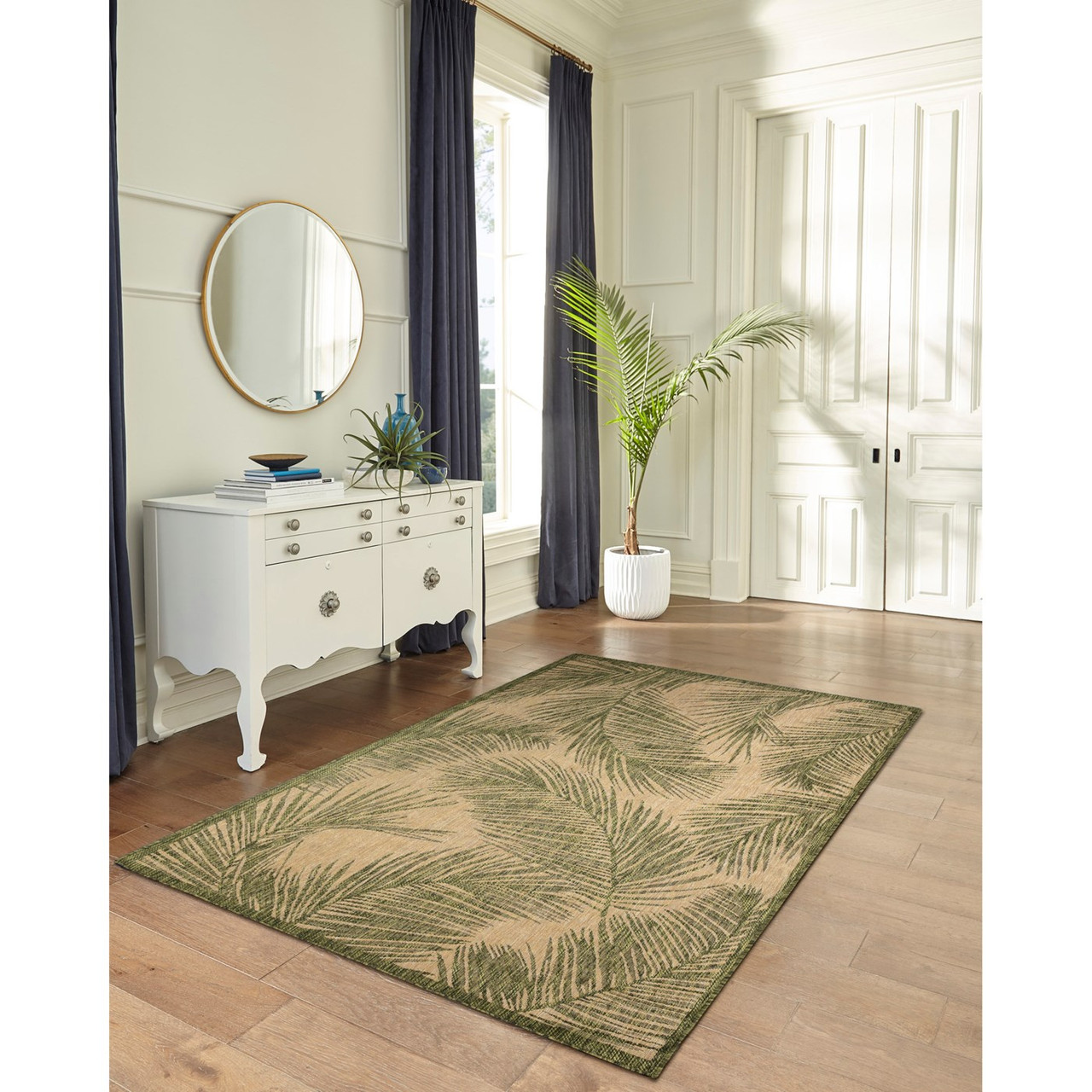 Carmel Fronds Indoor/Outdoor Rug - Green - 7 Sizes - Lifestyle