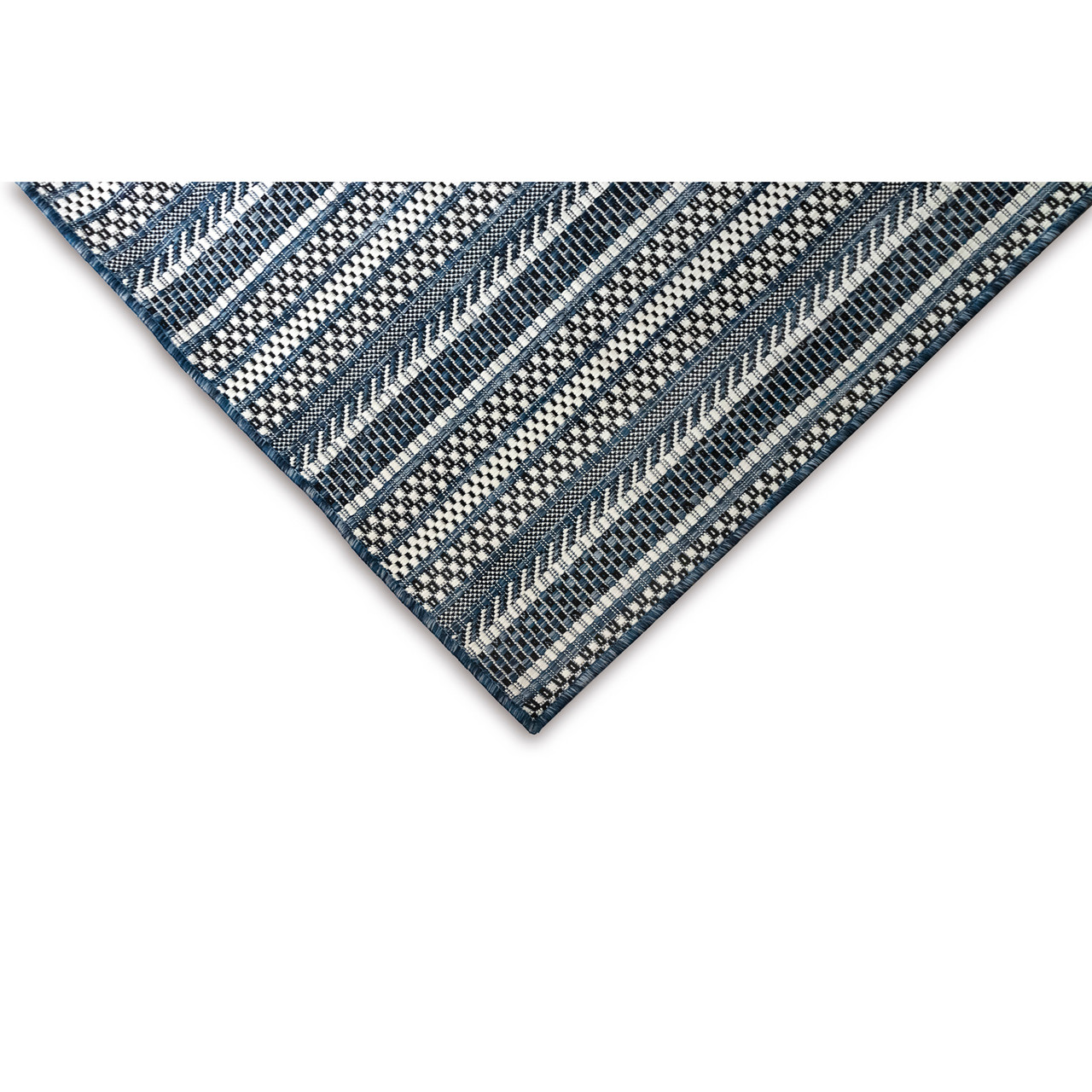 Carmel Rope Stripe Indoor/Outdoor Rug - Navy - 7 Sizes  - Corner