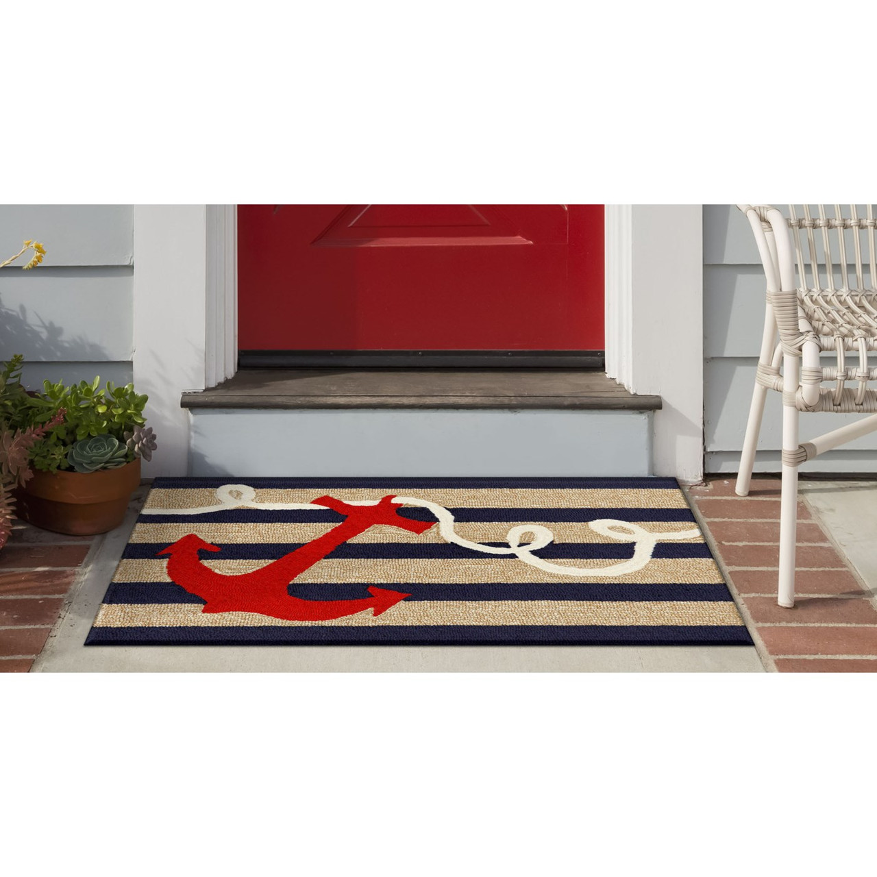 Frontporch Anchor Indoor/Outdoor Rug - Navy - 6 Sizes - Lifestyle