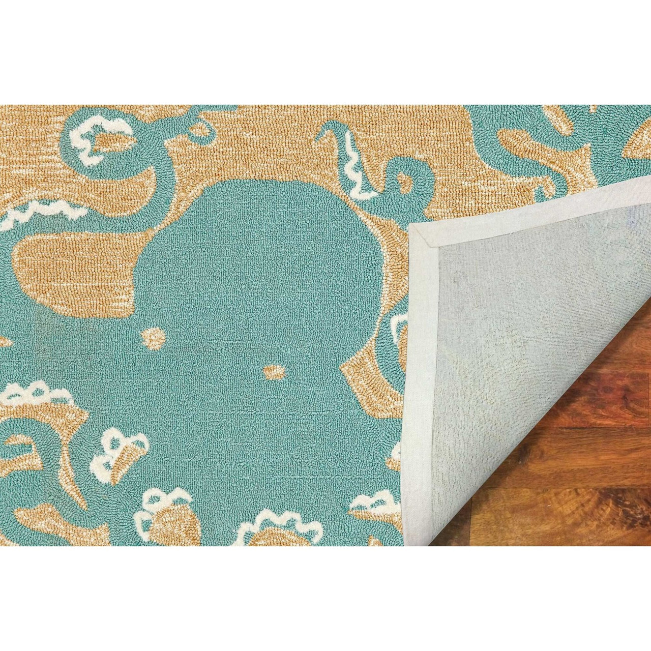 Frontporch Octopus Indoor/Outdoor Rug - Aqua - 4 Sizes  - Backing