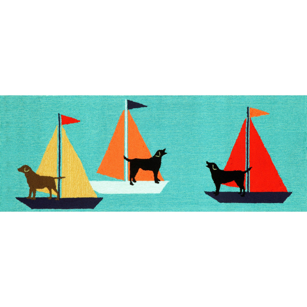 Frontporch Sailing Dogs Indoor/Outdoor Rug - Blue - 4 Sizes