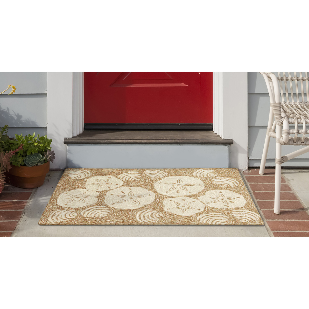 Frontporch Shell Toss Indoor/Outdoor Rug  - Natural - 4 Sizes - Lifestyle