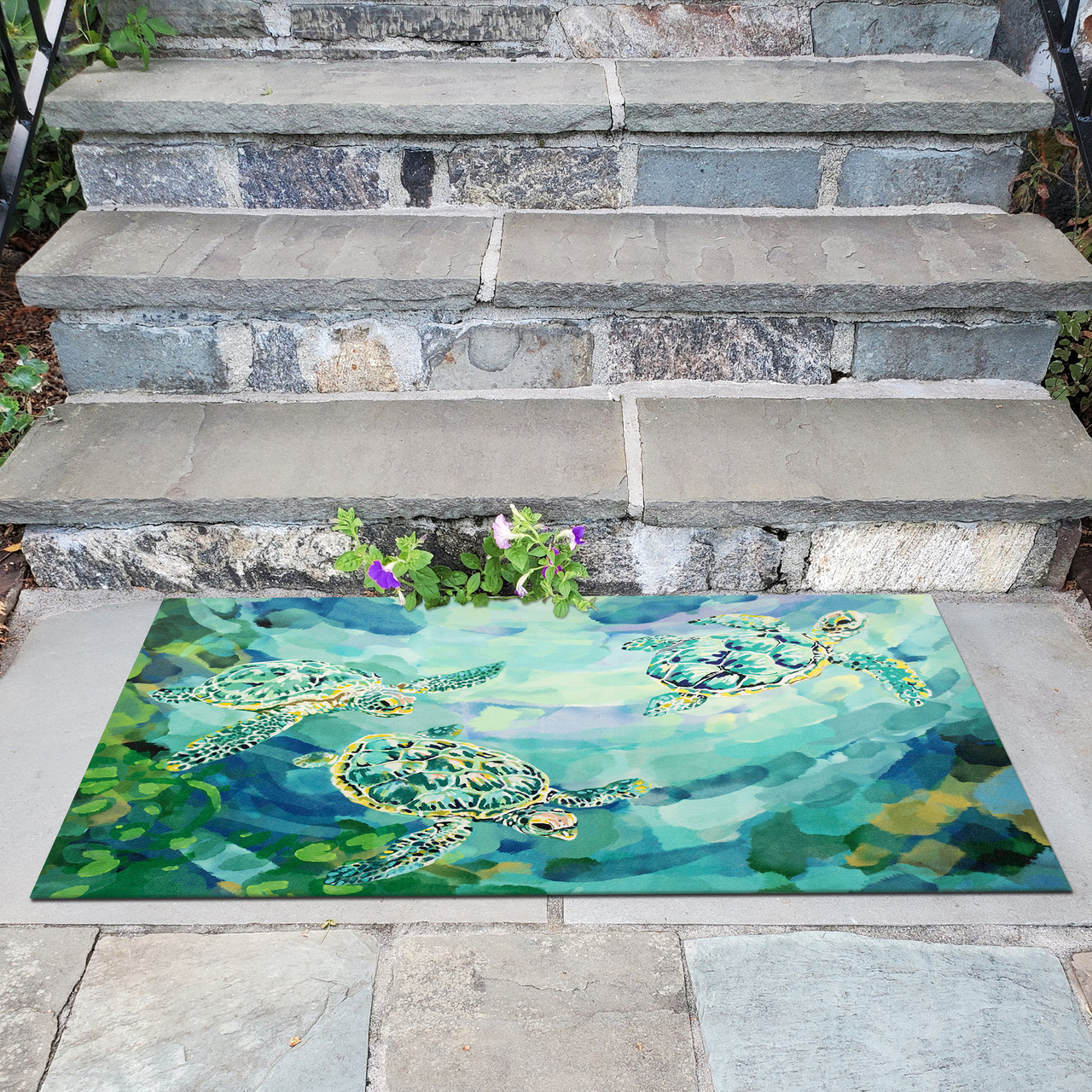 Illusions Tulum Turtles Indoor/Outdoor Rug  - 4 Sizes