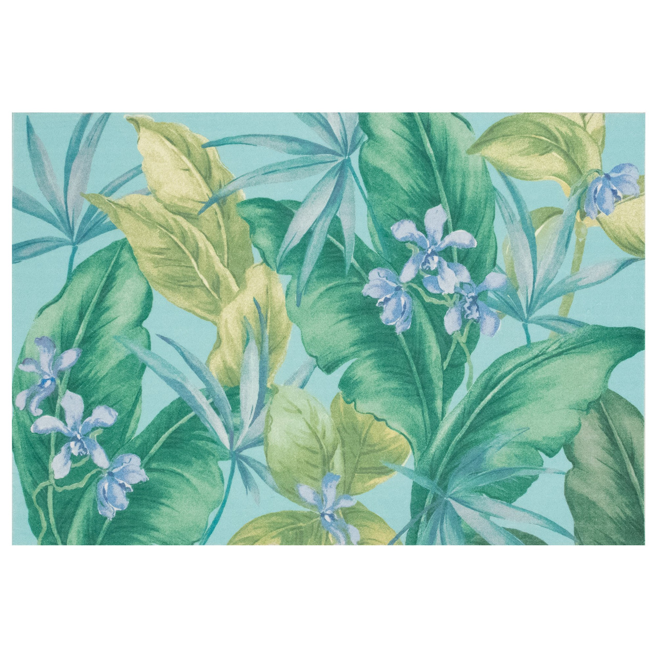 Illusions Tropical Leaf Indoor/Outdoor Rug - Aqua - 6 Sizes