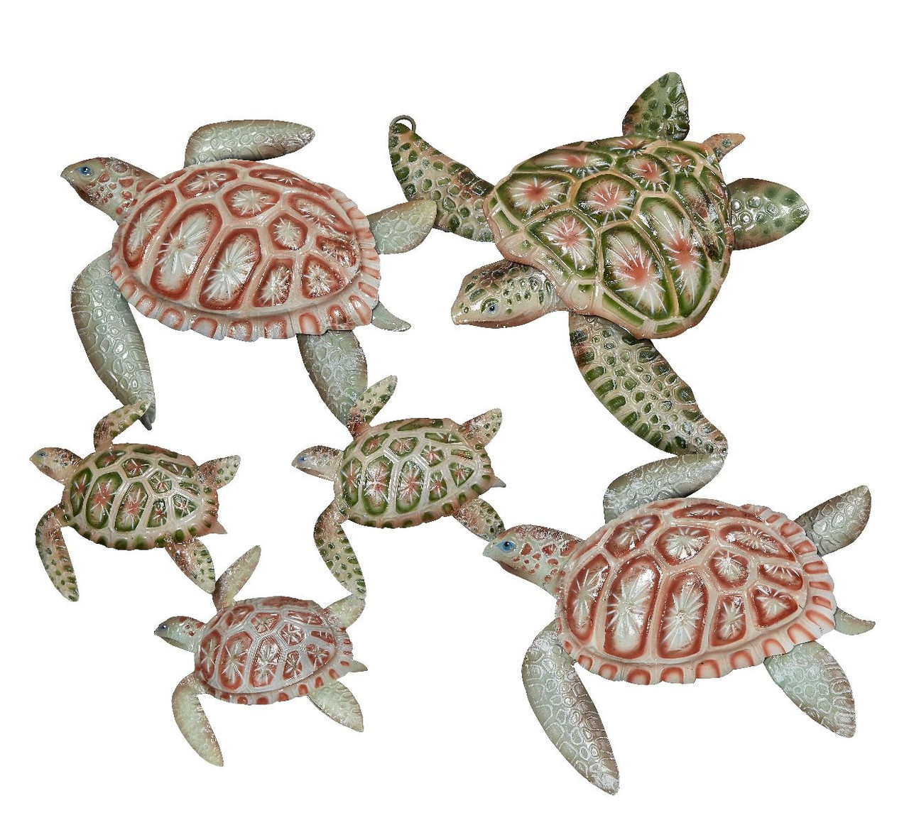 Bale of Mixed Turtles Wall Sculpture - 19.5" x 23" - Metal Art