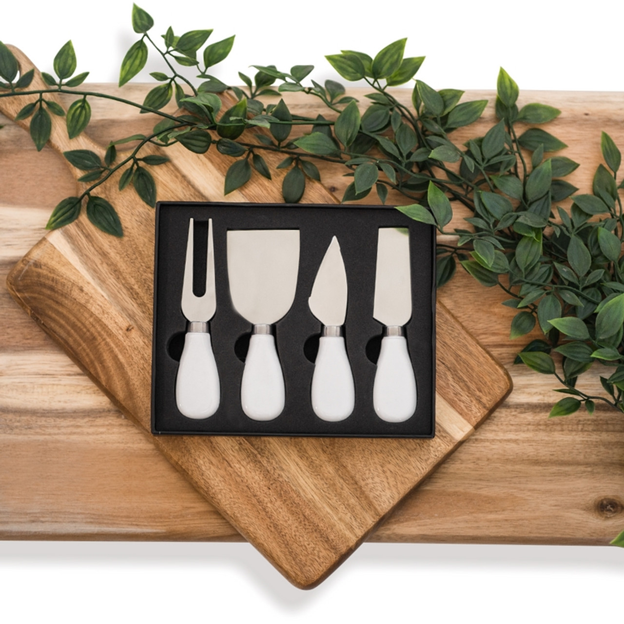 Cheese Board Knife Set, White Handles (Optional Add On)
Acacia Cheese Board - Medium - Ocean Vibe (ACB-816-OV)