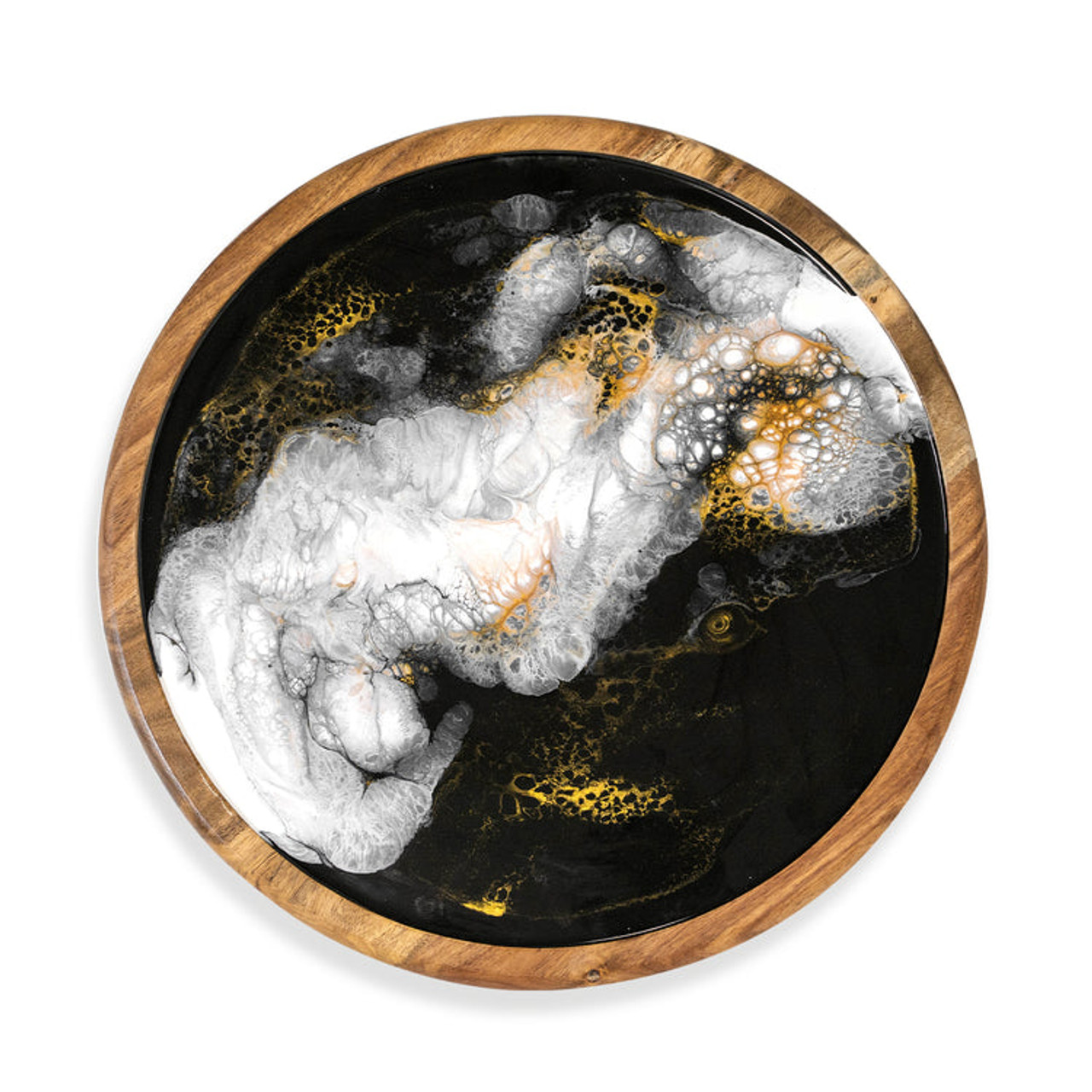 Acacia Lazy Susan - Black|White|Gold (ALS-16-BWG)