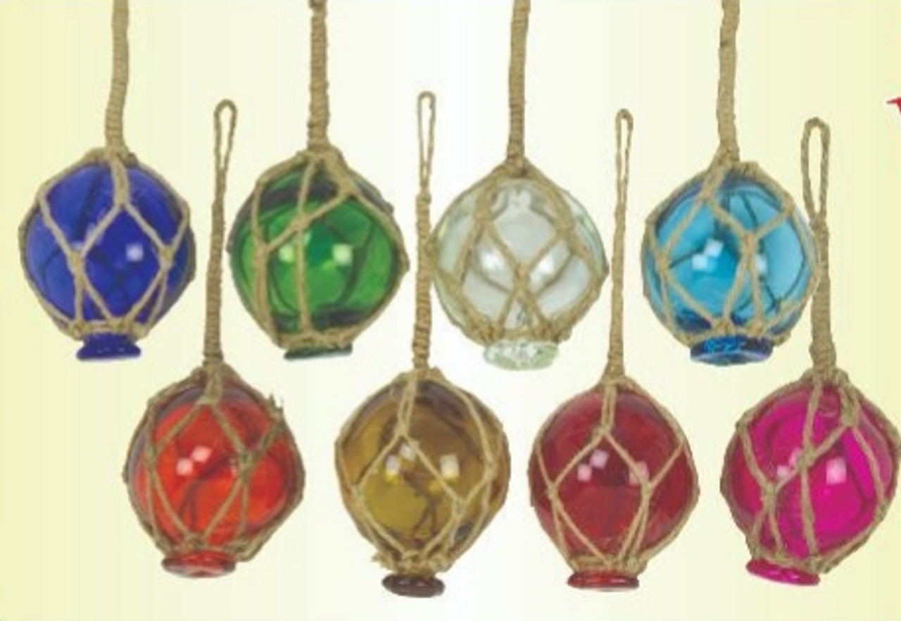 5 Glass Floats with Netting - Set of 8 colors