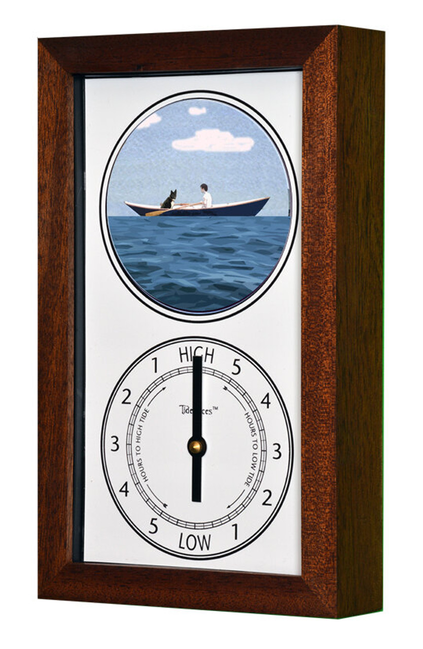 Whale and Dory Mechanical Animated Tide Clock - Deluxe Mahogany Frame