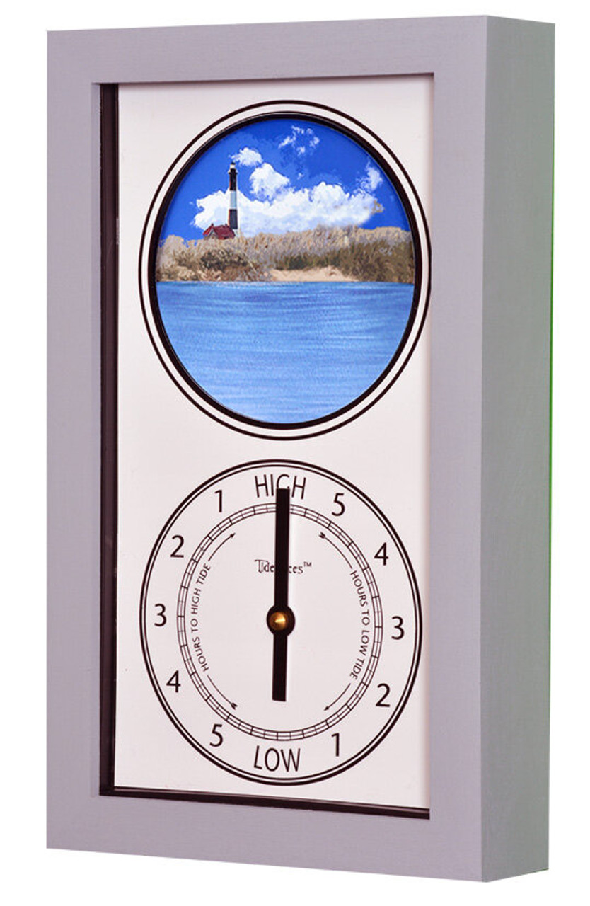Fire Island Lighthouse (NY) Mechanically Animated Tide Clock - Gray Frame