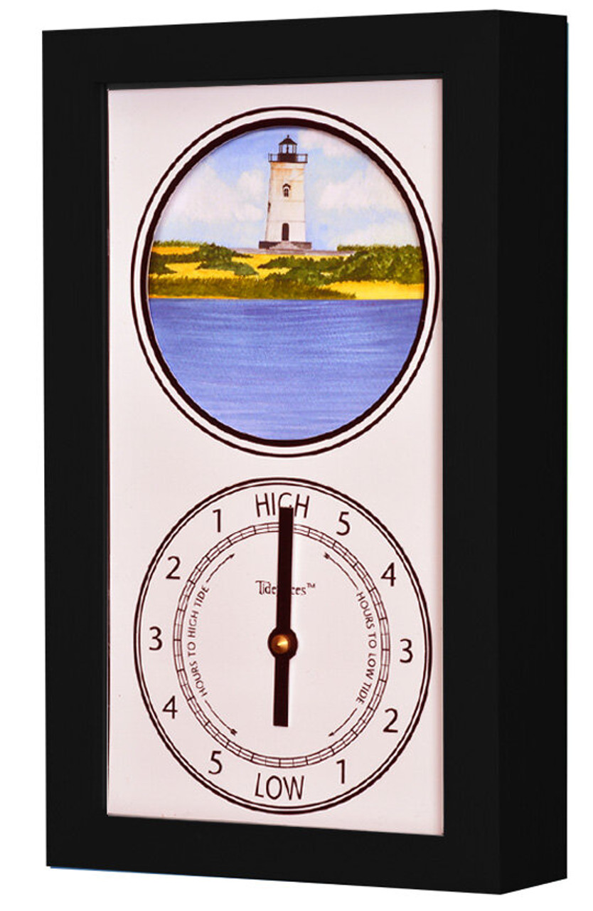 Edgartown Lighthouse (MA) Mechanically Animated Tide Clock - Black Frame