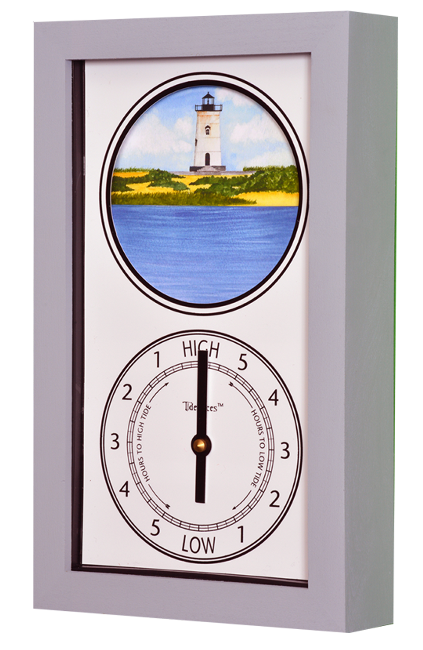 Edgartown Lighthouse (MA) Mechanically Animated Tide Clock - Gray Frame