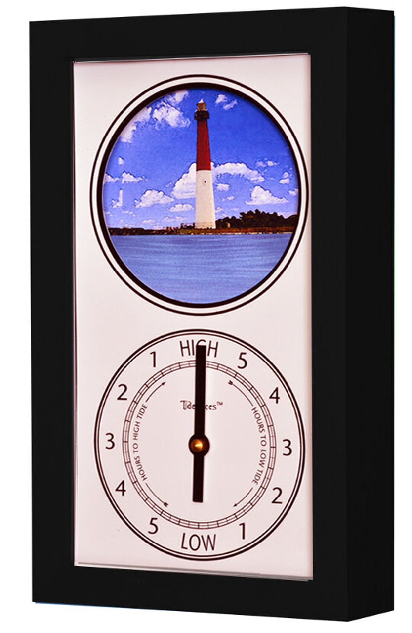 Barnegat Lighthouse (NJ) Mechanically Animated Tide Clock - Black Frame