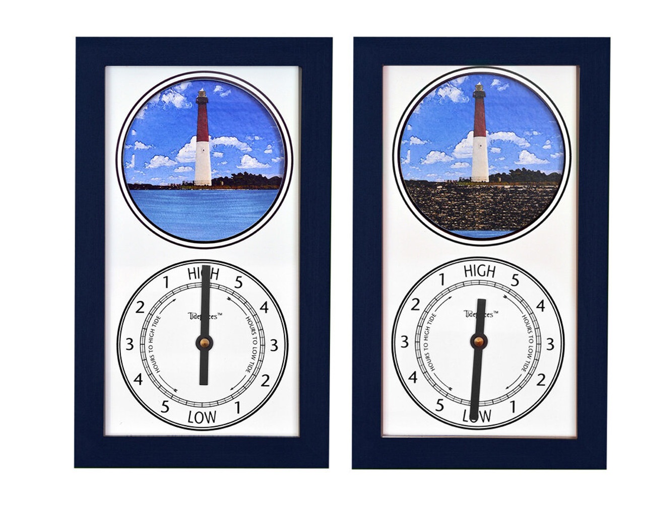 Barnegat Lighthouse (NJ) Mechanically Animated Tide Clock - Navy Frame