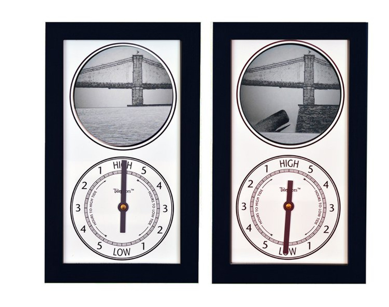 Brooklyn Bridge Tide Clock (NY) Mechanically Animated Tide Clock - Black Frame