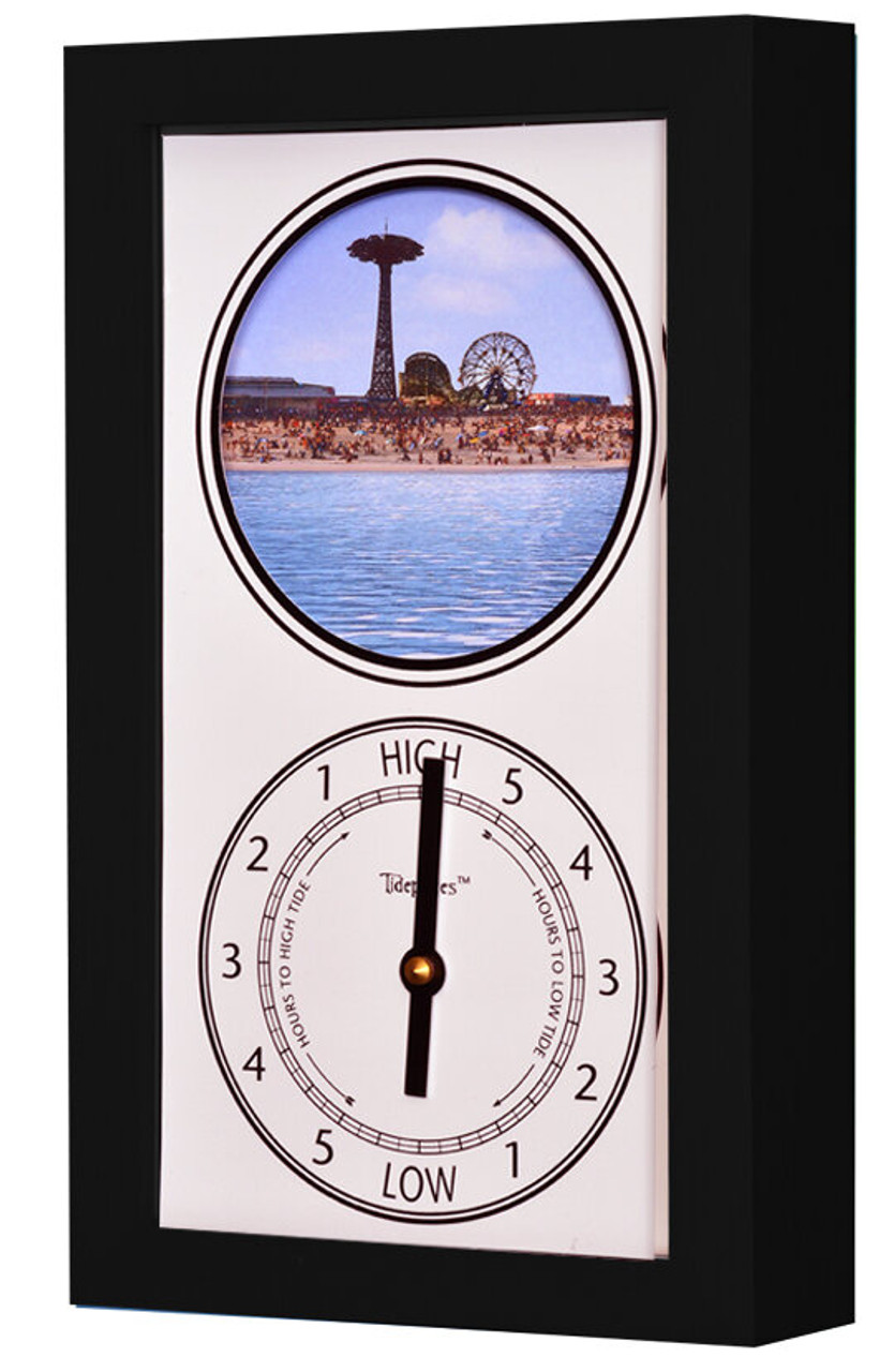 Coney Island Mermaid (NY) Mechanically Animated Tide Clock - Black Frame