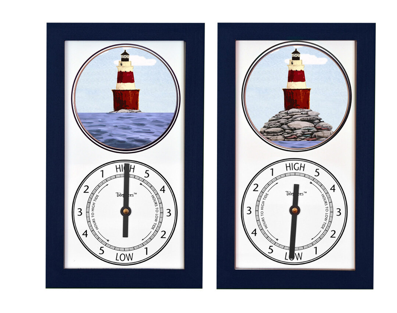 Peck's Ledge Lighthouse (CT) Mechanically Animated Tide Clock - Navy Frame