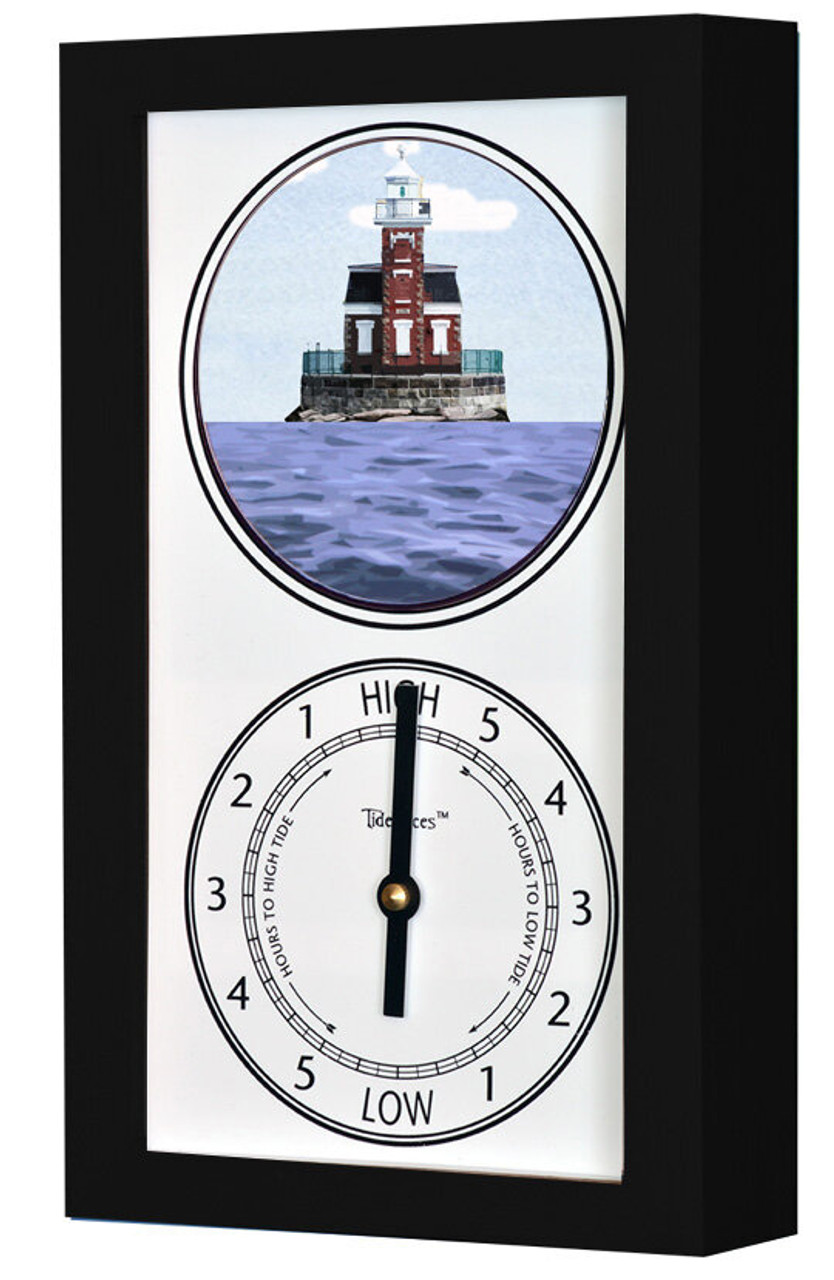Stepping Stones Lighthouse (NY) Mechanically Animated Tide Clock - Black Frame