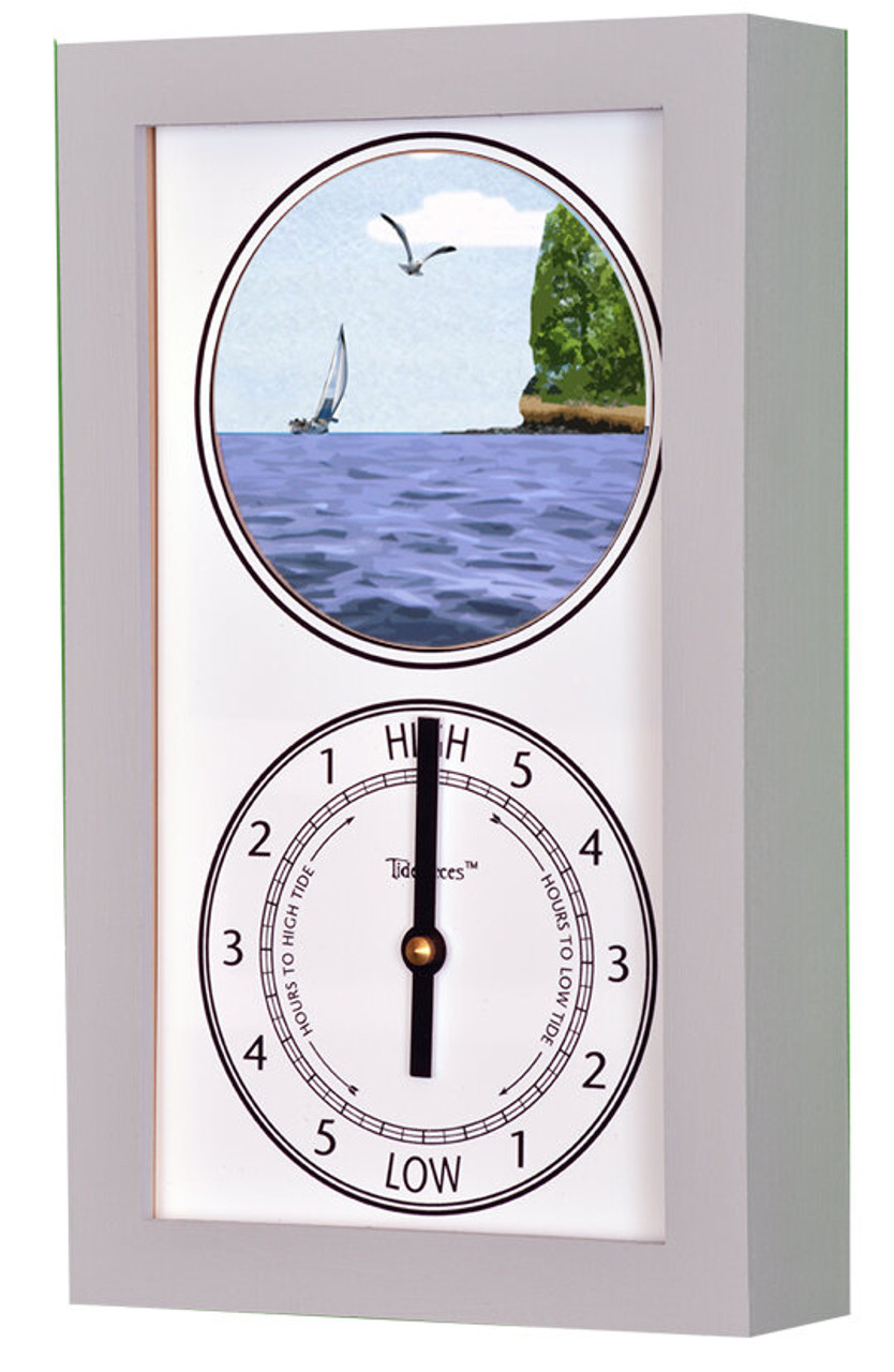 Charles Island (CT) Mechanically Animated Tide Clock - Gray Frame