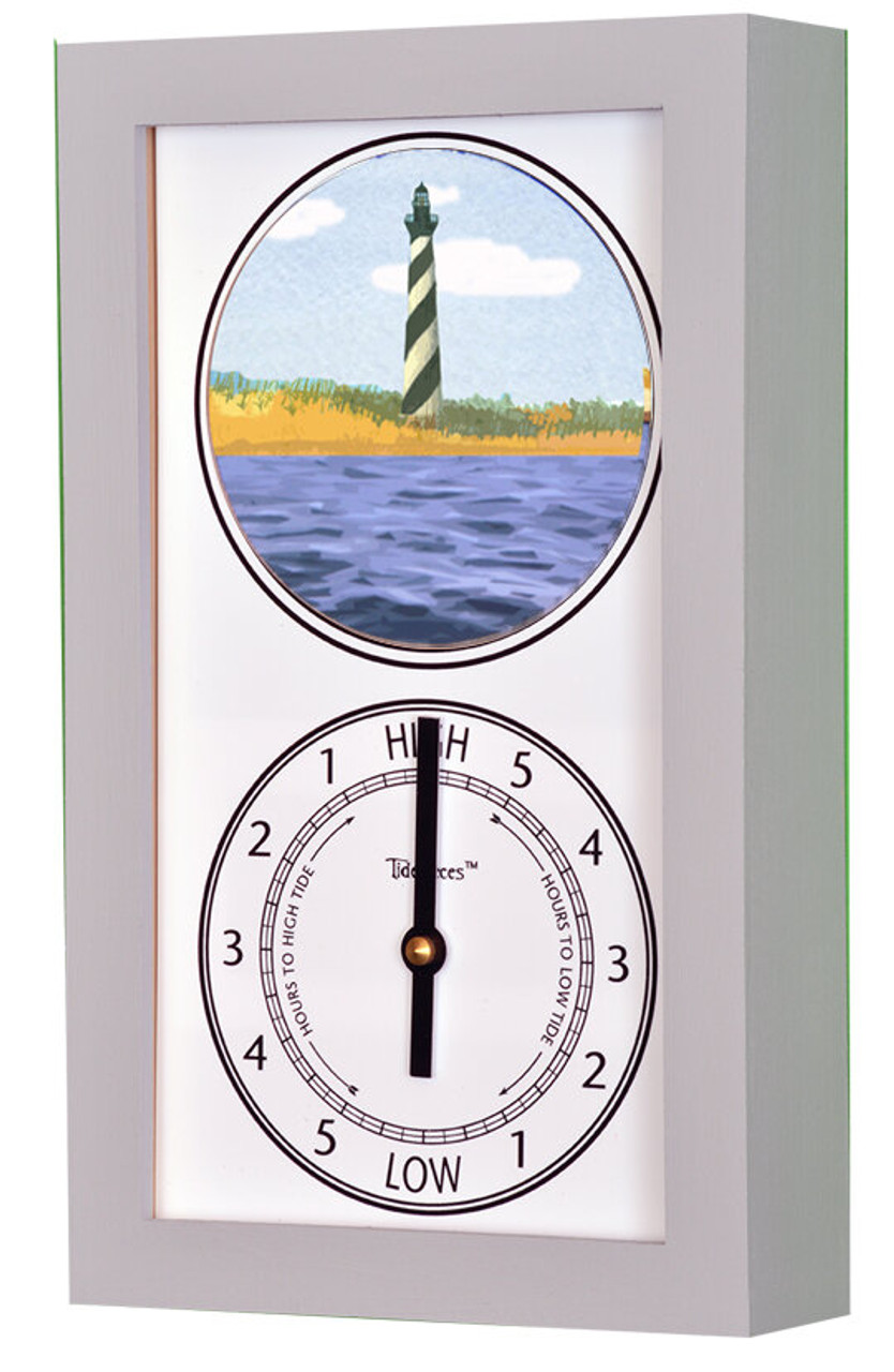 Cape Hatteras Lighthouse (NC) Mechanically Animated Tide Clock - Gray Frame