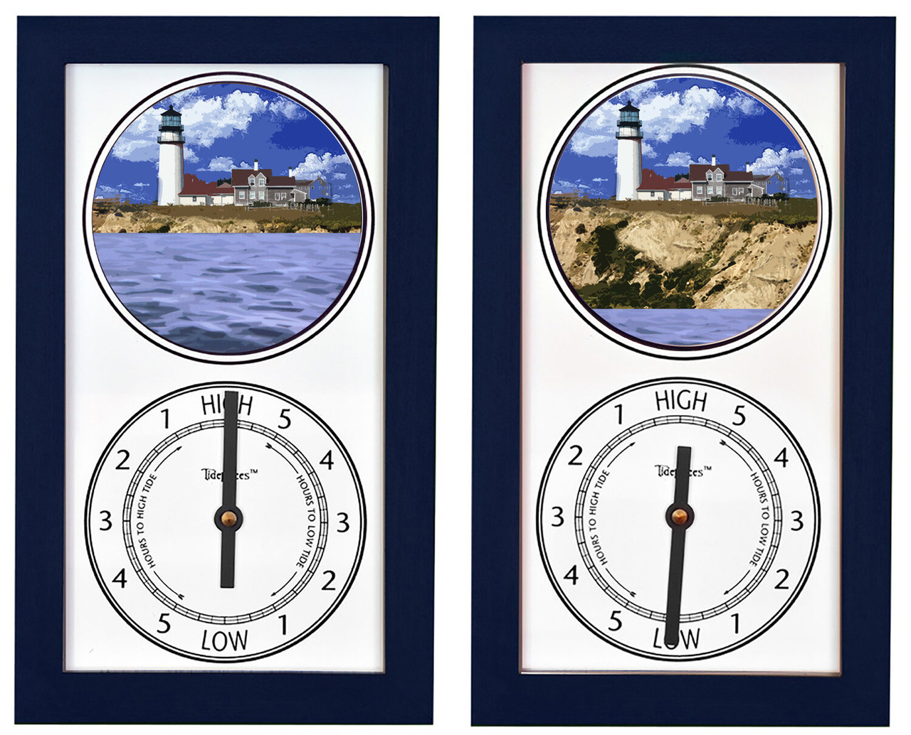 Highland Lighthouse (MA) Mechanically Animated Tide Clock - Navy Frame