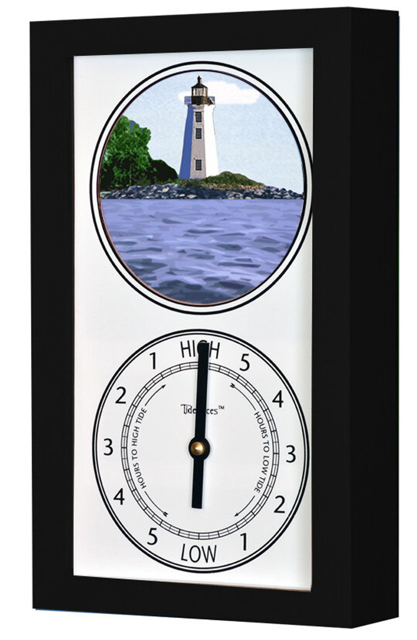 Fayerweather Lighthouse (CT) Mechanically Animated Tide Clock - Black Frame