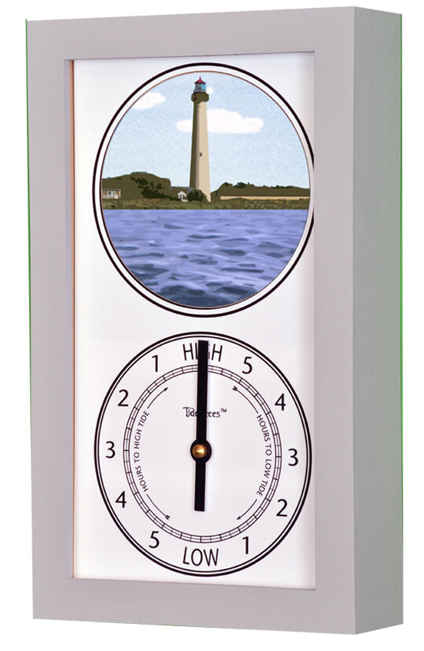 Cape May Lighthouse (NJ) Mechanically Animated Tide Clock - Gray Frame