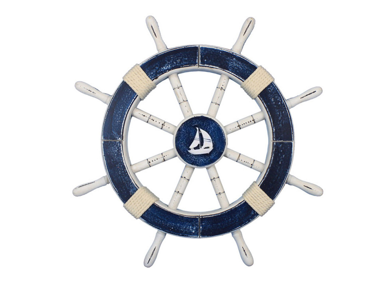 Ship's Wheel  Rustic Dark Blue - 18" - 7 Designs