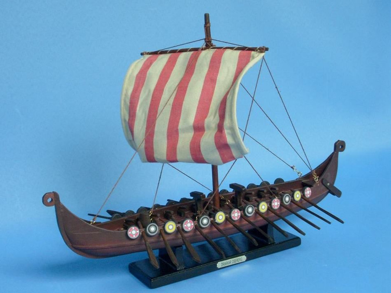 Wooden Viking Drakkar Model Boat -14"