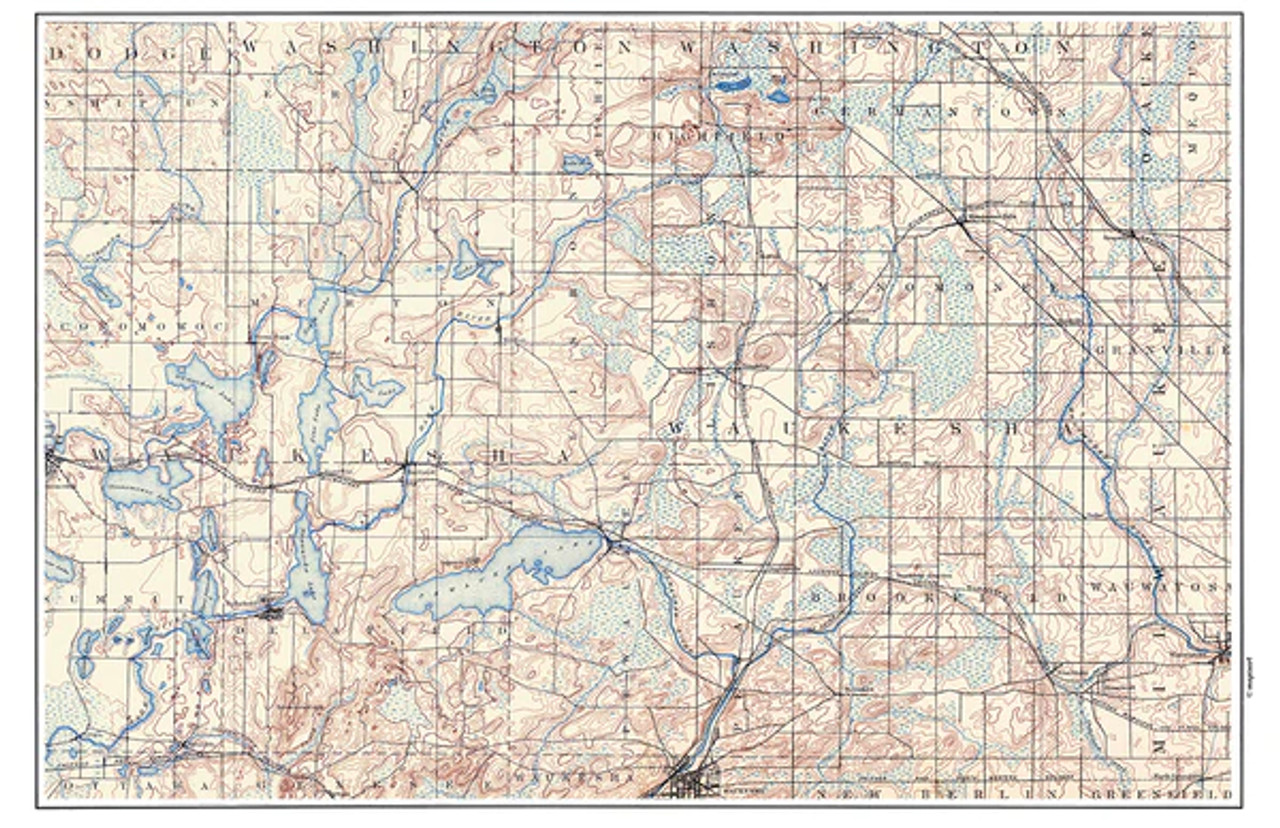 Pewaukee Lake Vintage Topo Map Placemats - Set of 4