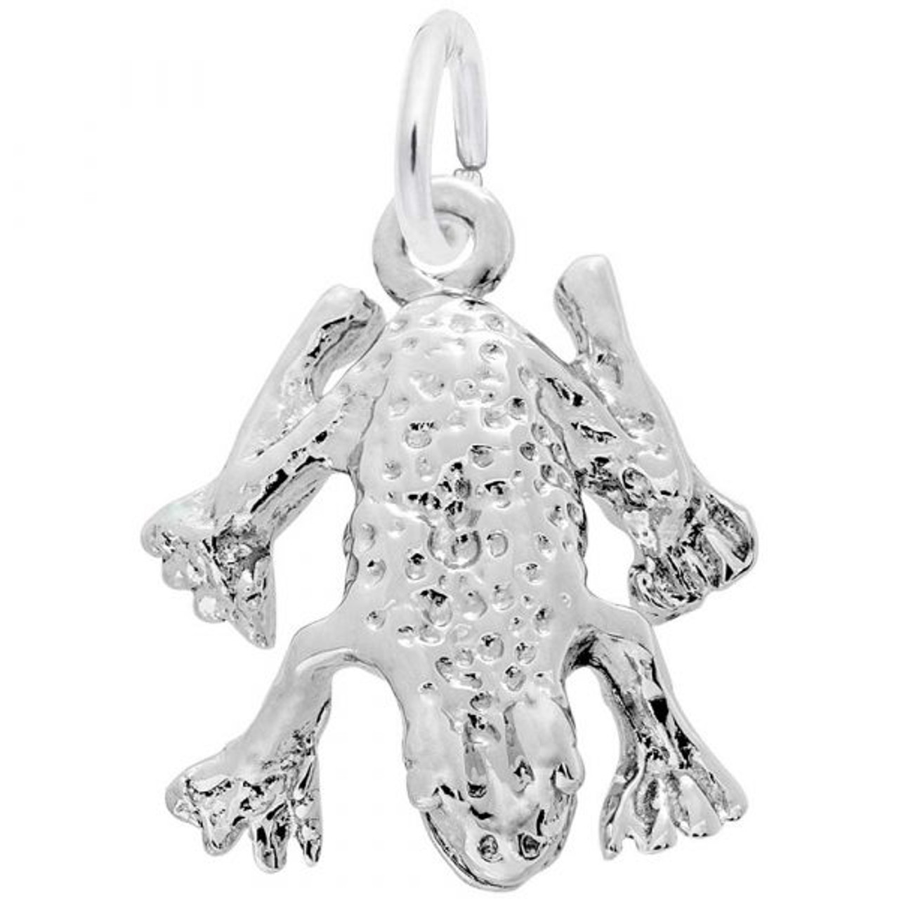 Frog Silver Charm - Sterling Silver and 14k White Gold