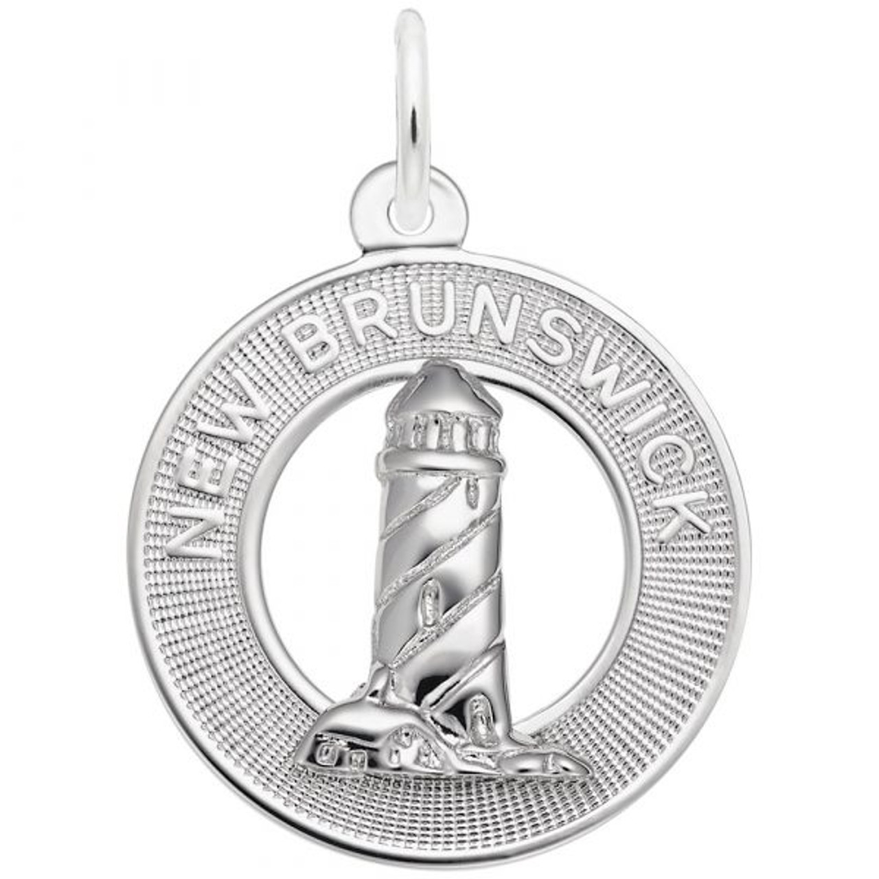 New Brunswick Lighthouse Silver Charm - Sterling Silver and 14k White Gold