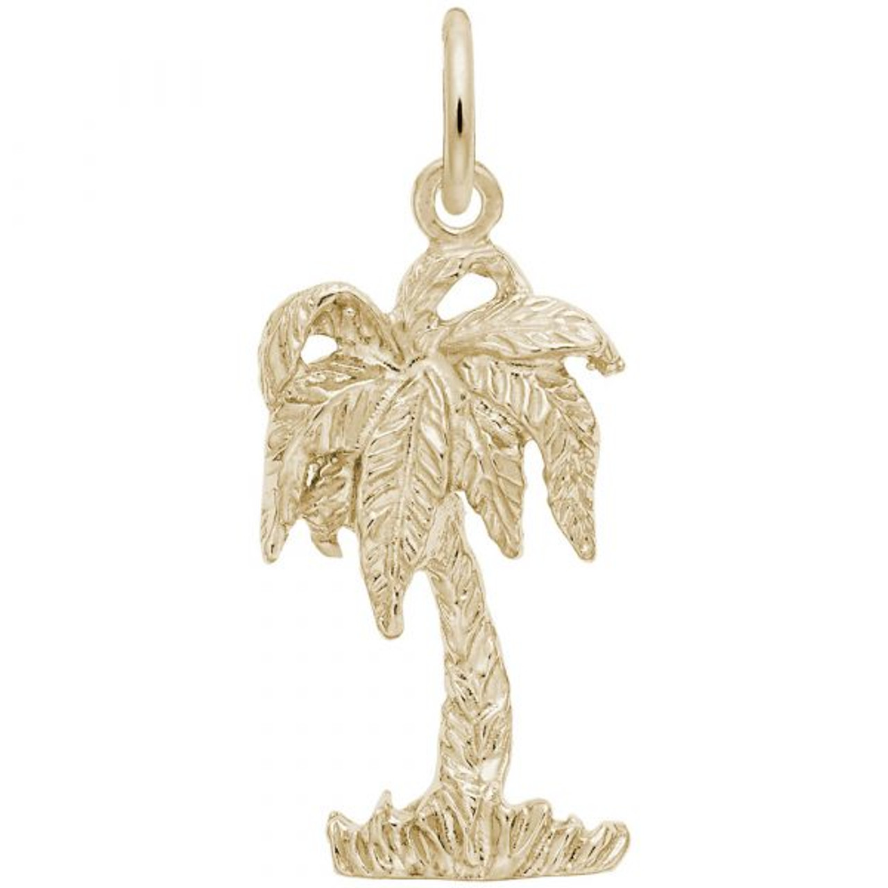 Detailed Palm Tree Gold Charm - Gold Plate, 10k Gold, 14k Gold