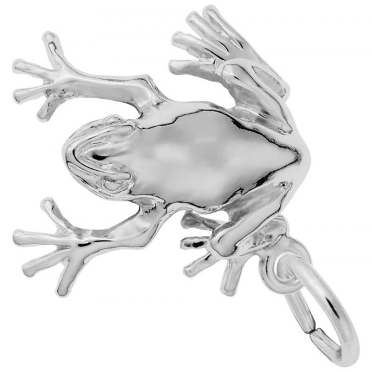 Tree Frog Silver Charm - Sterling Silver and 14k White Gold