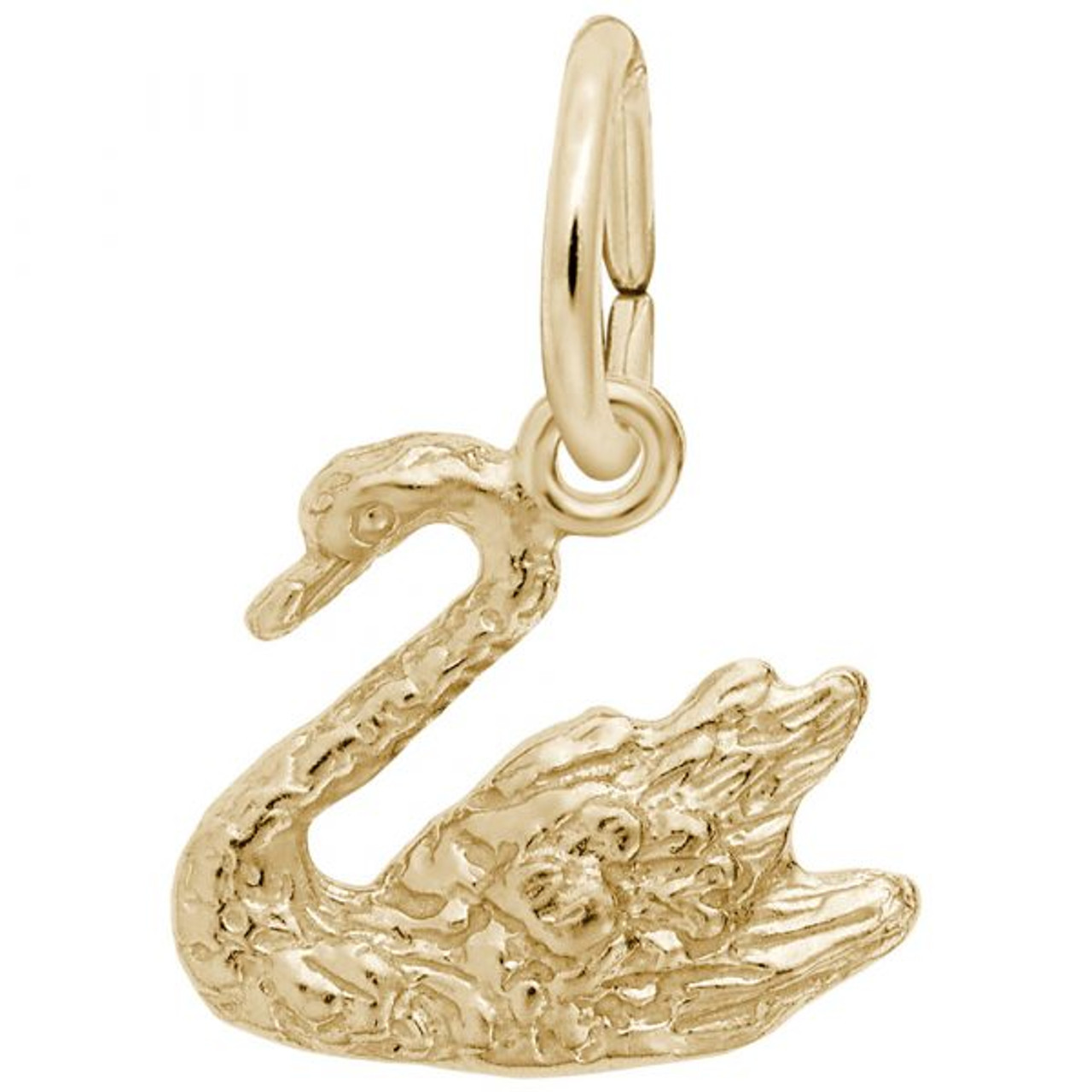 Swan Gold Charm - Gold Plate, 10k Gold, 14k Gold