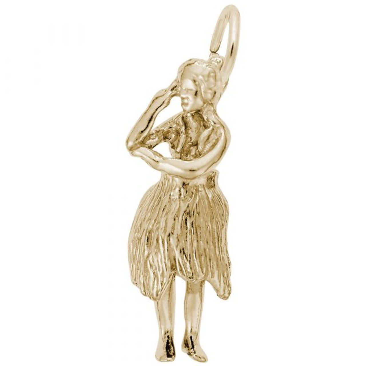 Hawaiian Hula Dancer Gold Charm - Gold Plate, 10k Gold, 14k Gold