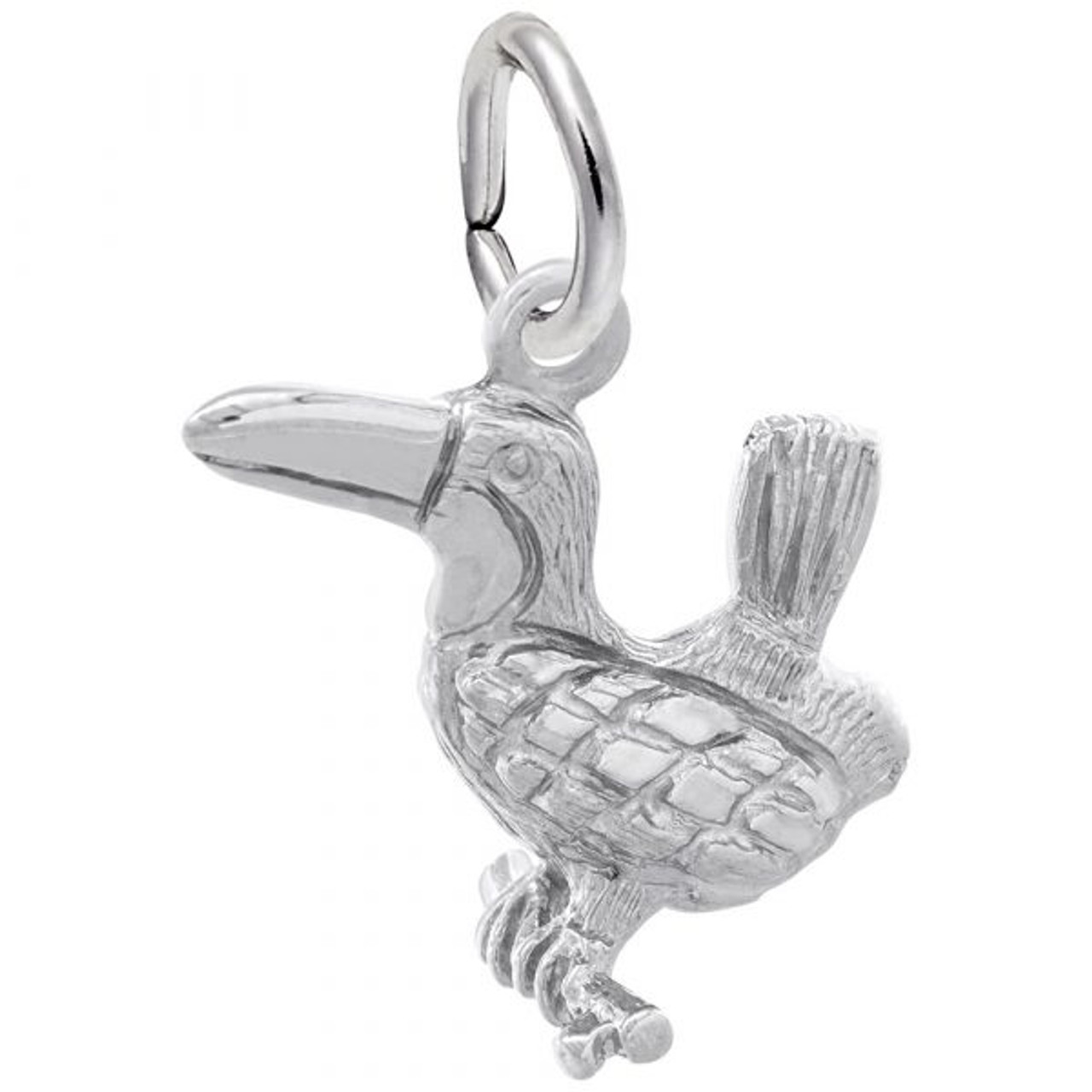 Toucan Silver Charm - Sterling Silver and 14k White Gold