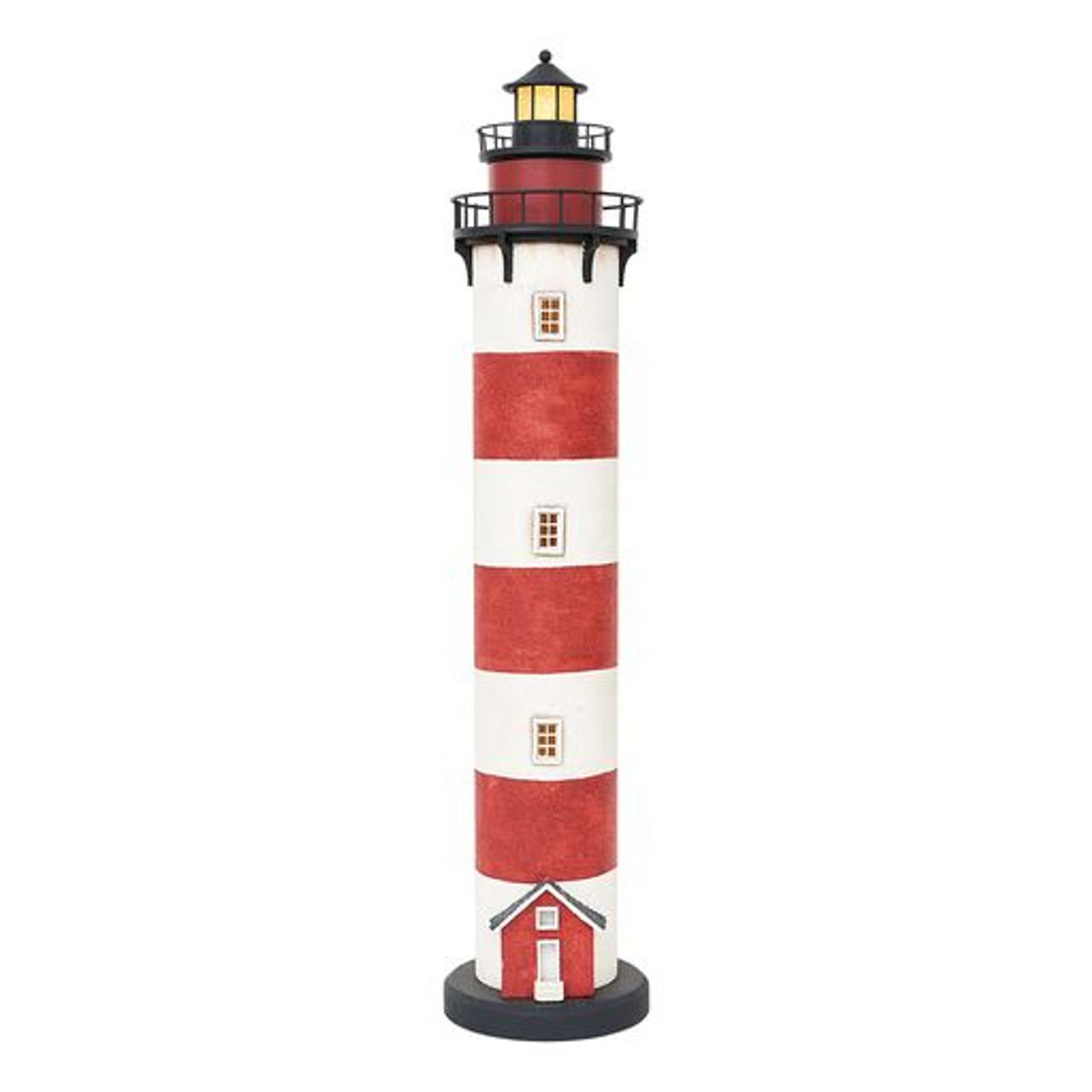 Wooden Lighthouse with LED Light - 29"