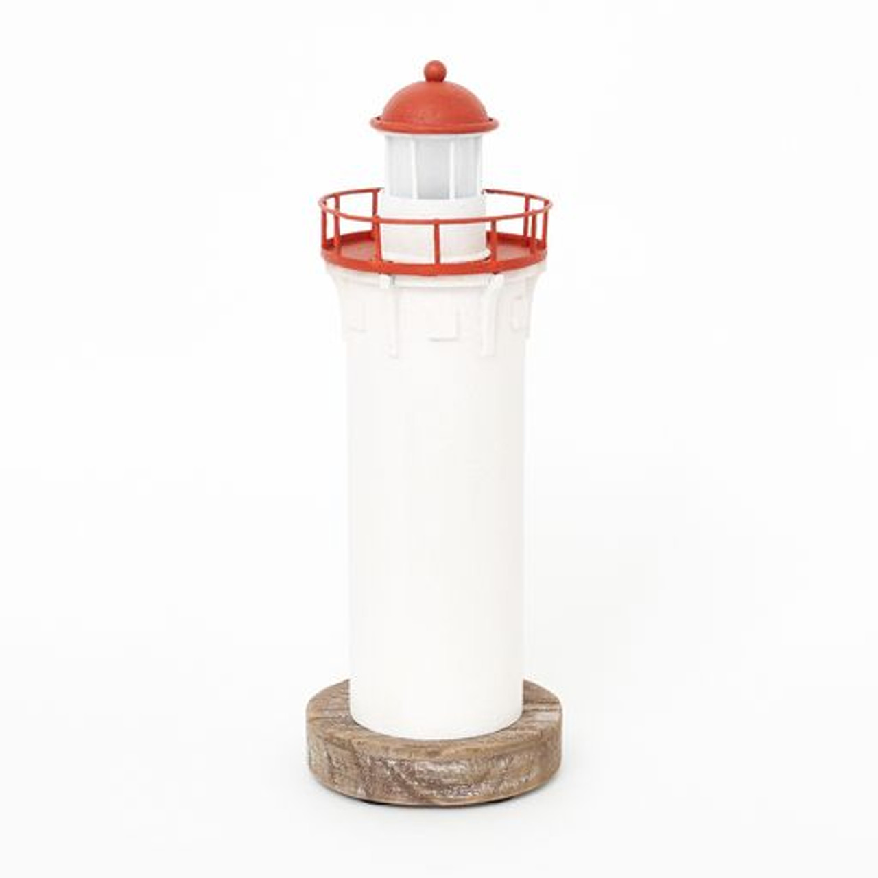Wooden Lighthouse with LED Light - 12.25"