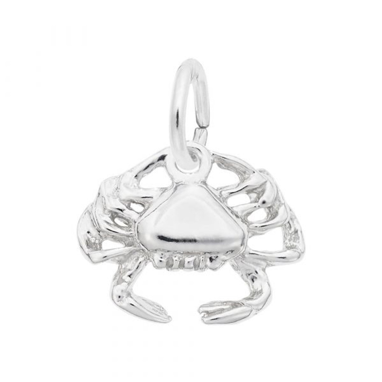 Crab Accent Silver Charm - Sterling Silver and 14k White Gold