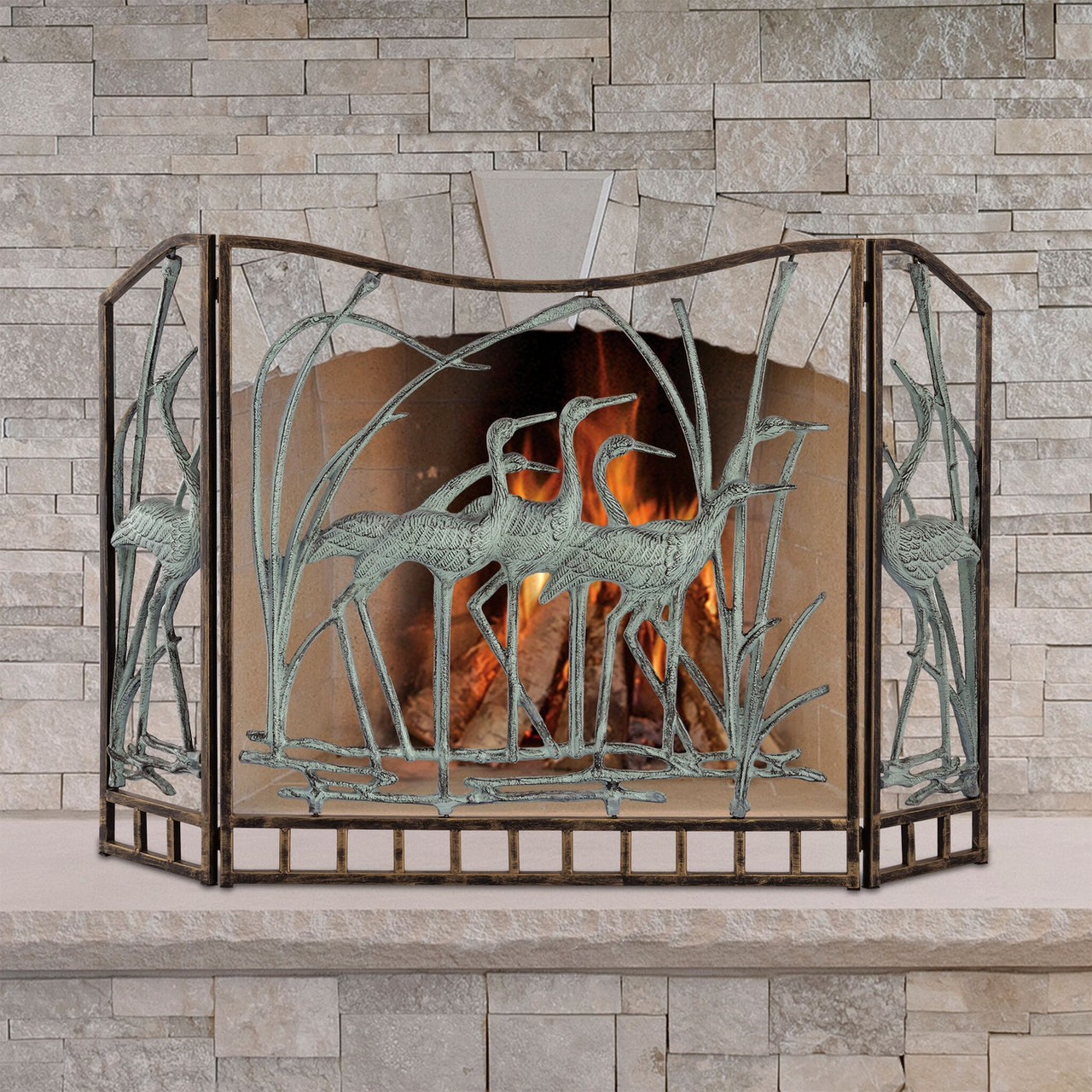 Crane Flock Fireplace Screen