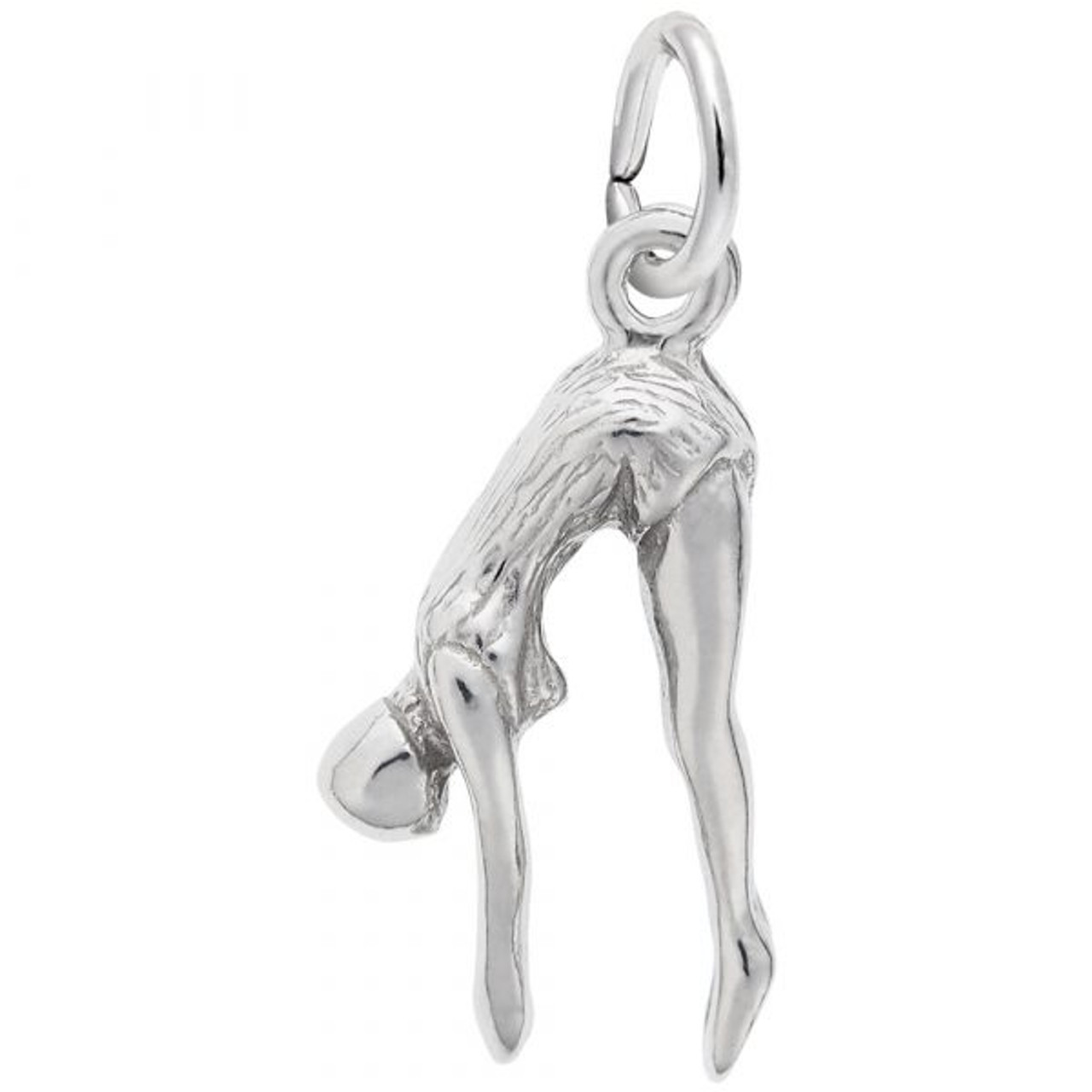 Diver Silver Charm - Sterling Silver and 14k White Gold